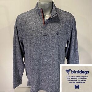 Birddogs Medium 1/4 Zip Shirt Sweater Blue Heather Lined Performance Mens